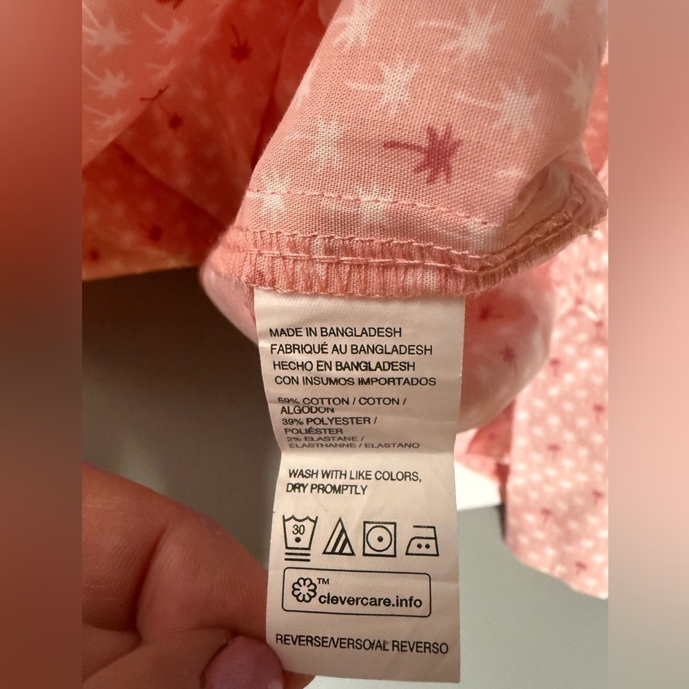 Van Heusen Men's Light Pink Palm Tree Pattern Shirt - Picture 7 of 7